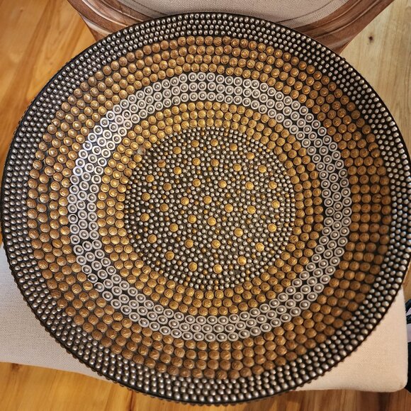 KIM SEYBERT BRASS AND NICKEL DECORATIVE BOWL 15" - Picture 1 of 4